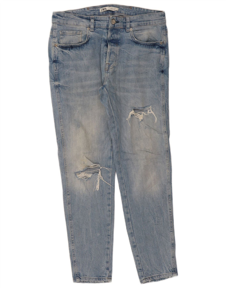 Blugi pentru bărbați slim învechiți Zara EU 42 Large W32 L29 Albastru