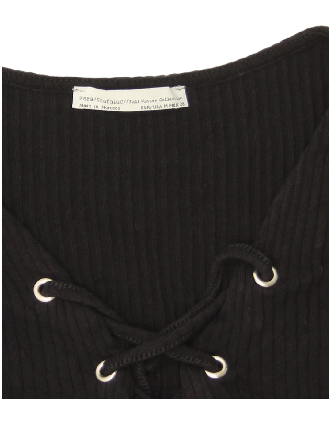 Crop Top pentru femei Zara cu mânecă lungă UK 12 Medium Negru