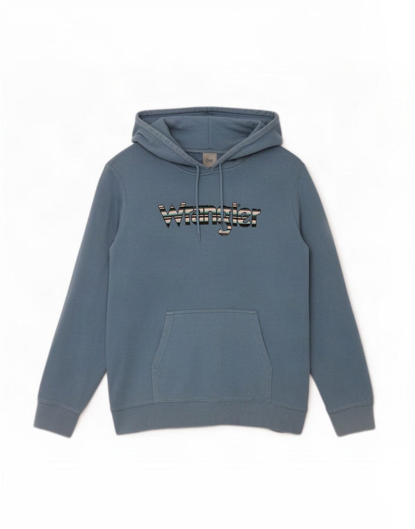 Wrangler pentru bărbați cu hanoră grafică Pulover mare, albastru, bumbac