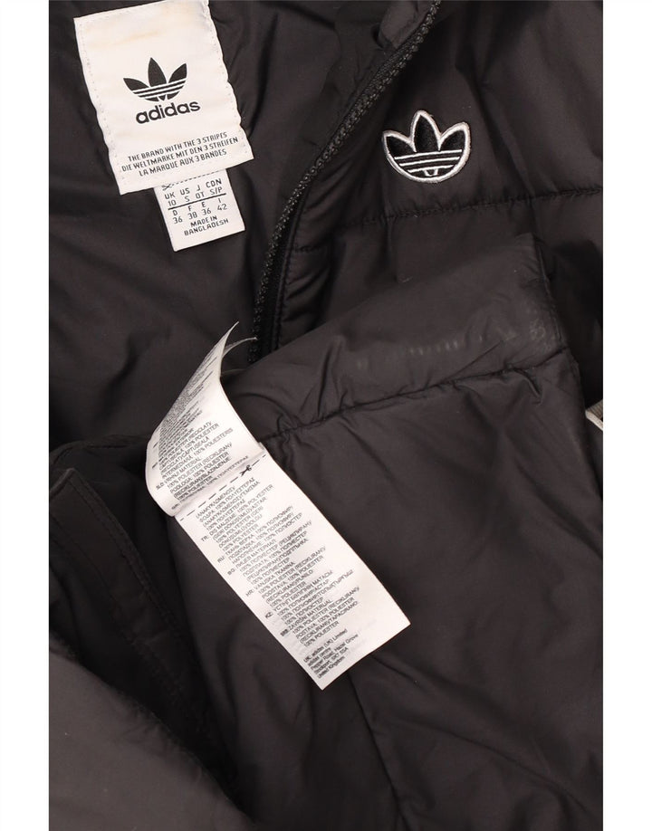 Jachetă căptușită cu glugă Adidas pentru femei UK 10 Poliester negru mic