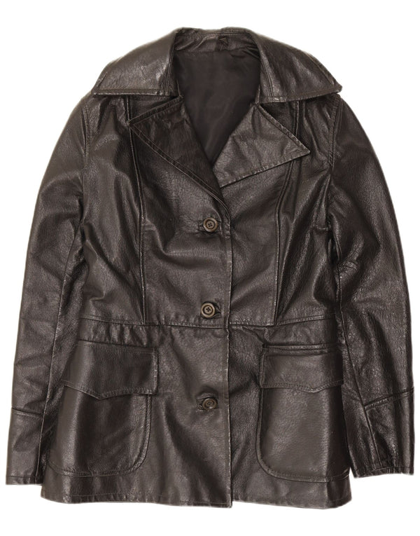 Jachetă de piele vintage pentru femei UK 10 Small Black