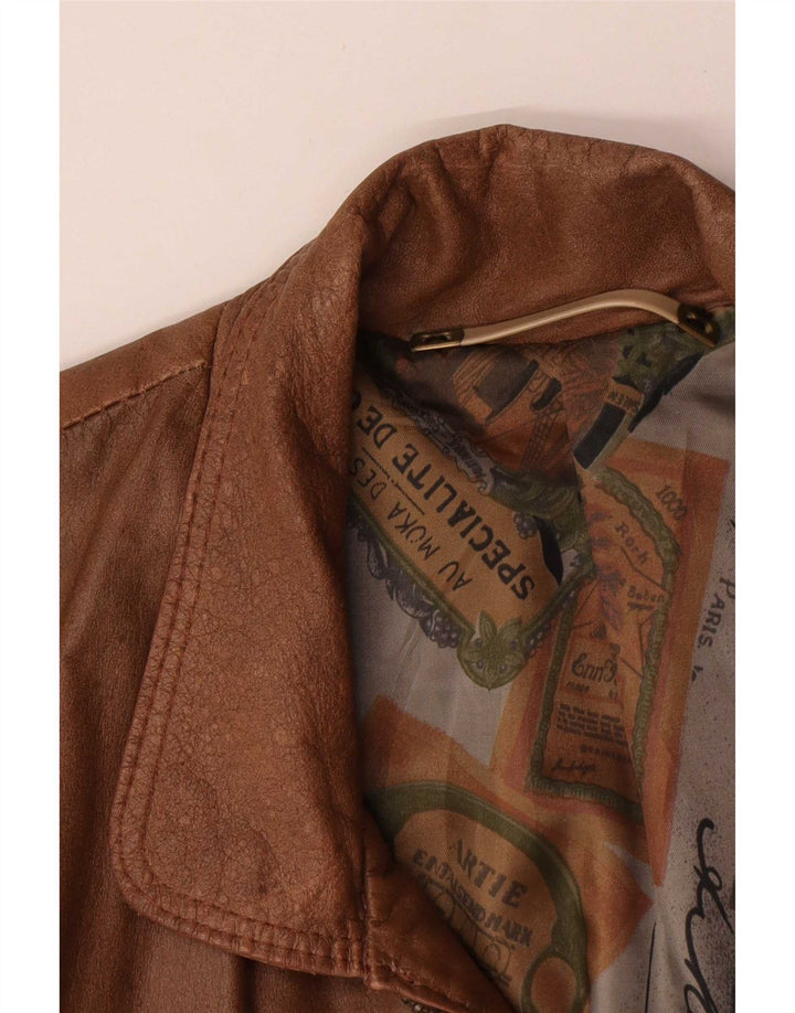 Gilet din piele vintage pentru bărbați UK 40 Large Brown