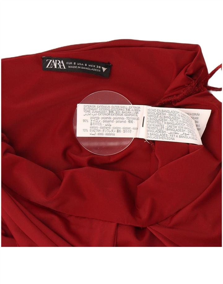Top Halter pentru femei Zara UK 8 Small Burgundy Poliamidă