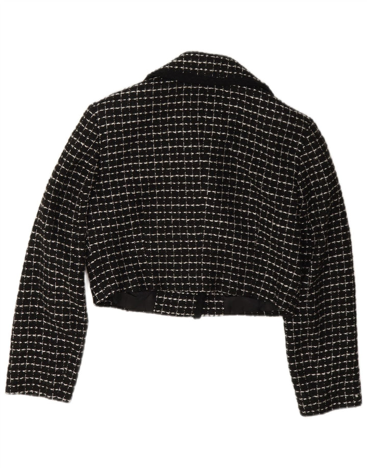 Jachetă vintage pentru femei, cu 3 nasturi, blazer IT 42 Medium Black Check