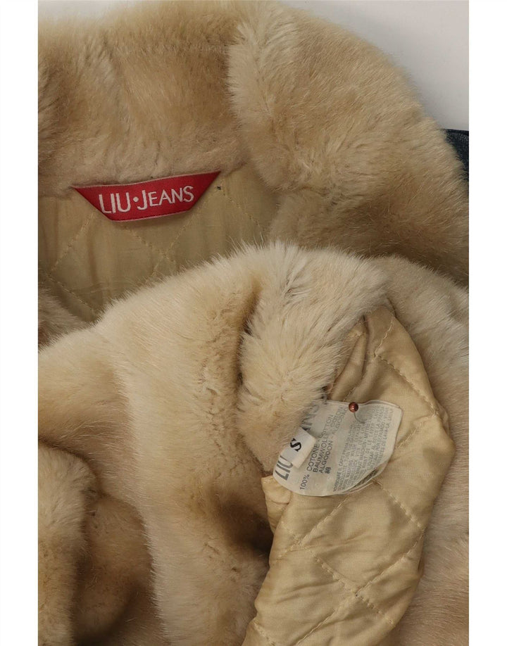 Jachetă de denim Sherpa Liu Jo pentru femei UK 10, bumbac albastru mic