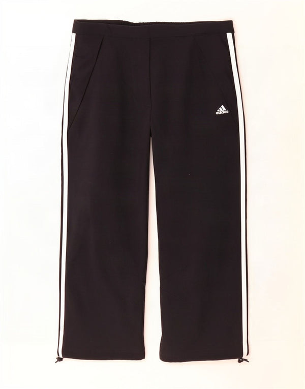 Pantaloni capri drepti Adidas pentru femei UK 14 Large W32 L21 Poliester negru