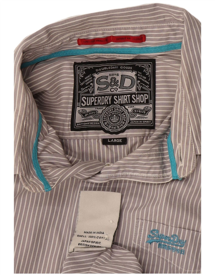 Cămașă pentru bărbați Superdry, bumbac cu dungi gri mari