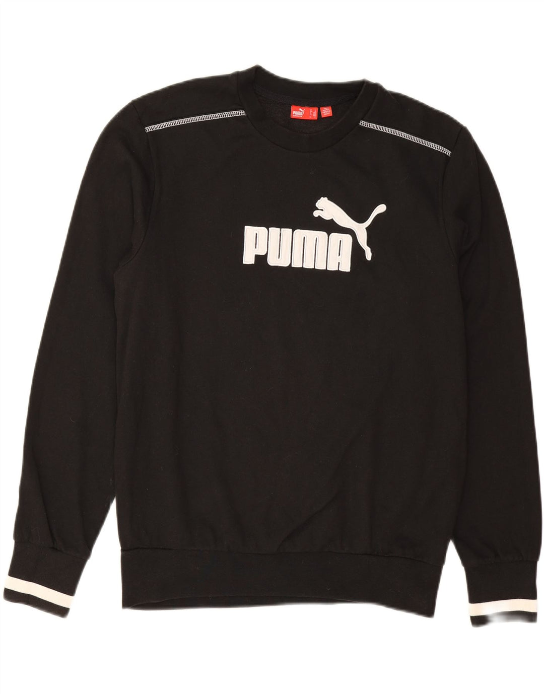 PUMA Mens Graphic Sweatshirt Jumper Medium Black Cotton Vintage Puma and Second-Hand Puma from Messina Hembry 