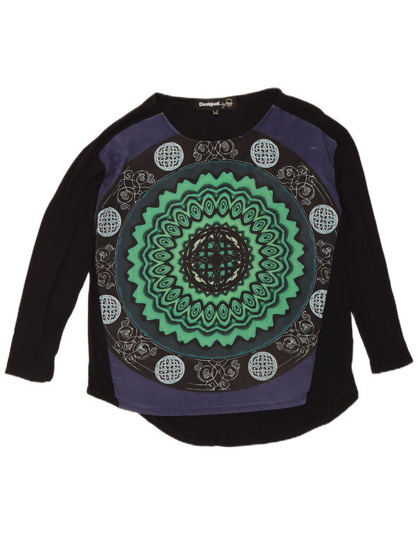 Top pentru femei Desigual cu model abstract cu mânecă lungă UK 20 2XL Negru Modern