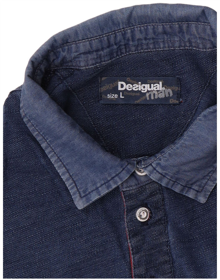 Tricou polo cu grafică Desigual pentru bărbați, mare, albastru