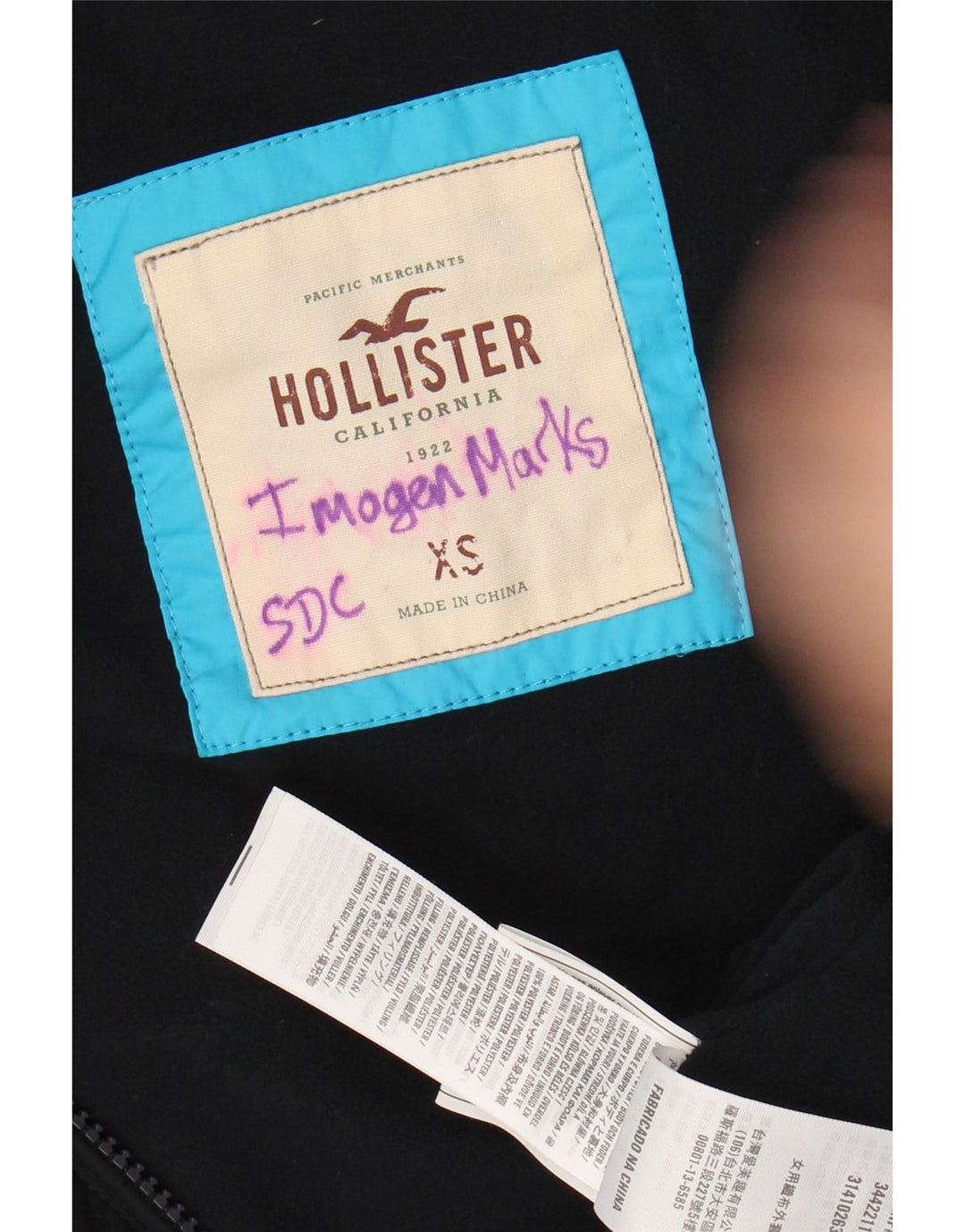 Jachetă căptușită cu glugă, cu glugă, pentru femei, HOLLISTER UK 6 XS, poliester negru