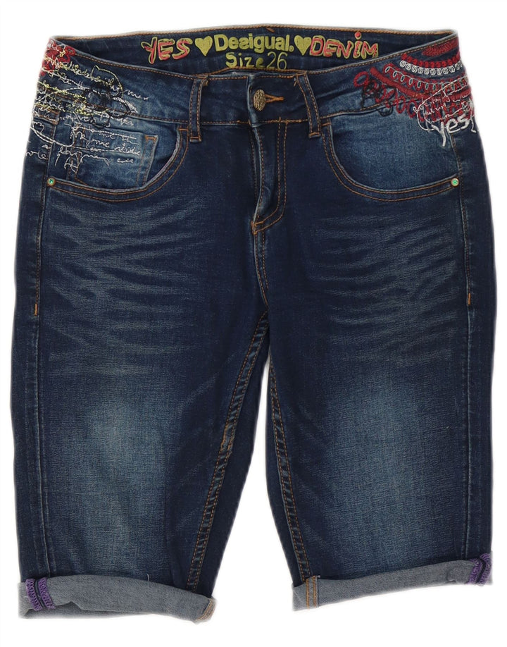 Pantaloni scurți Desigual Graphic Denim W26 Small Blue Bumbac