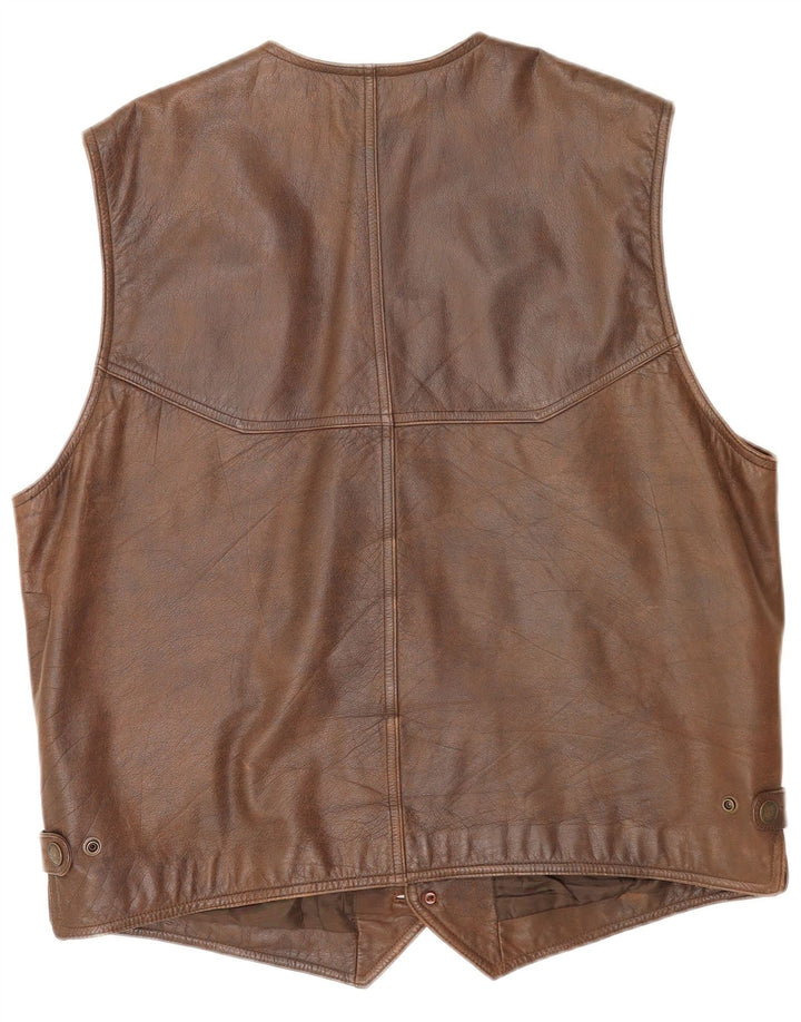Gilet din piele vintage pentru bărbați IT 56 3XL maro