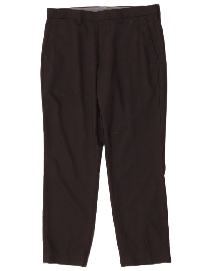 Pantaloni chino pentru bărbați Marks & Spencer, cu ajustare normală, L34 L29 Lână neagră