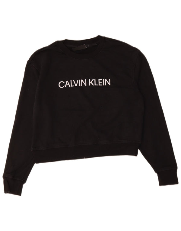 Calvin Klein Pulover oversized Crop pentru femei UK 10 Small Black