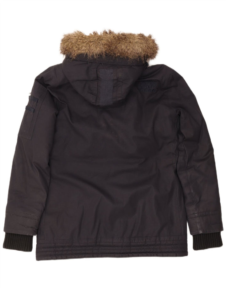SUPERDRY jachetă parka cu glugă pentru femei UK 16 mare bumbac bleumarin