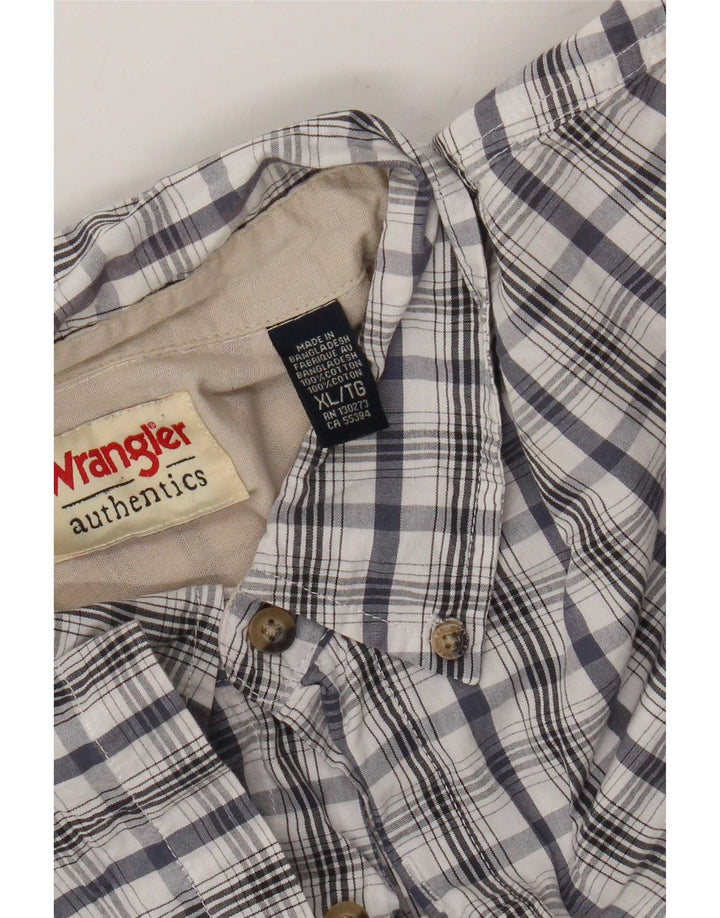Cămașă cu mânecă scurtă pentru bărbați Wrangler XL, bumbac cu carouri albe
