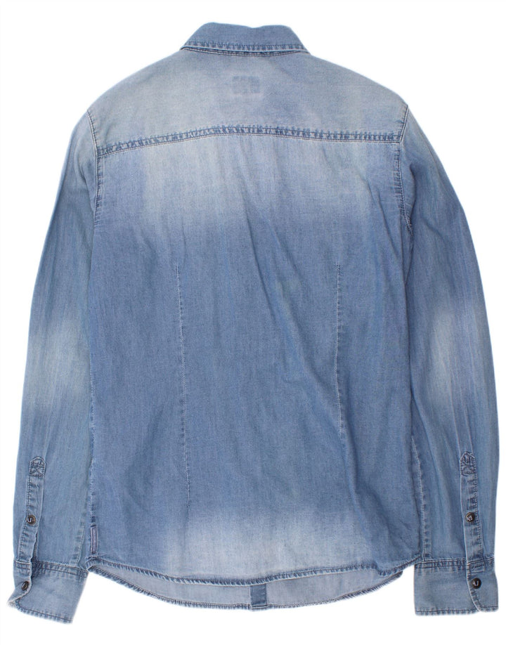 Cămașă Denim Armani Junior Băieți 13-14 Ani Bumbac Albastru