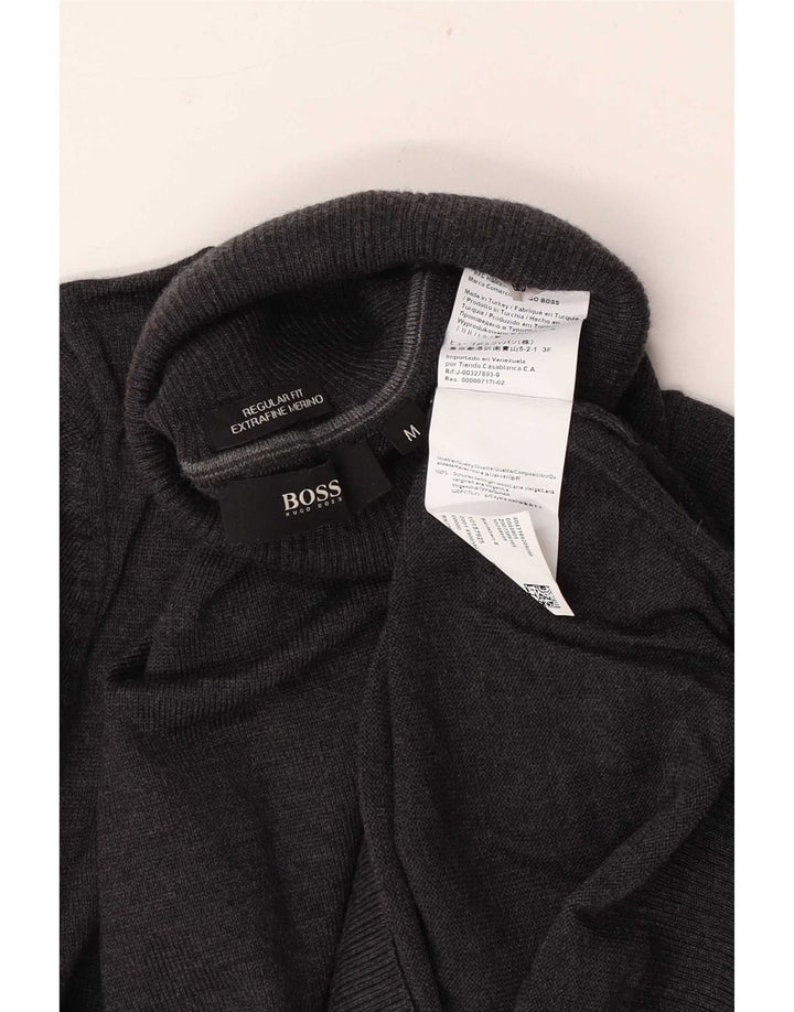 Pulover Hugo Boss pentru bărbați, cu formă regulată, cu gât rulat, lână virgină, gri mediu
