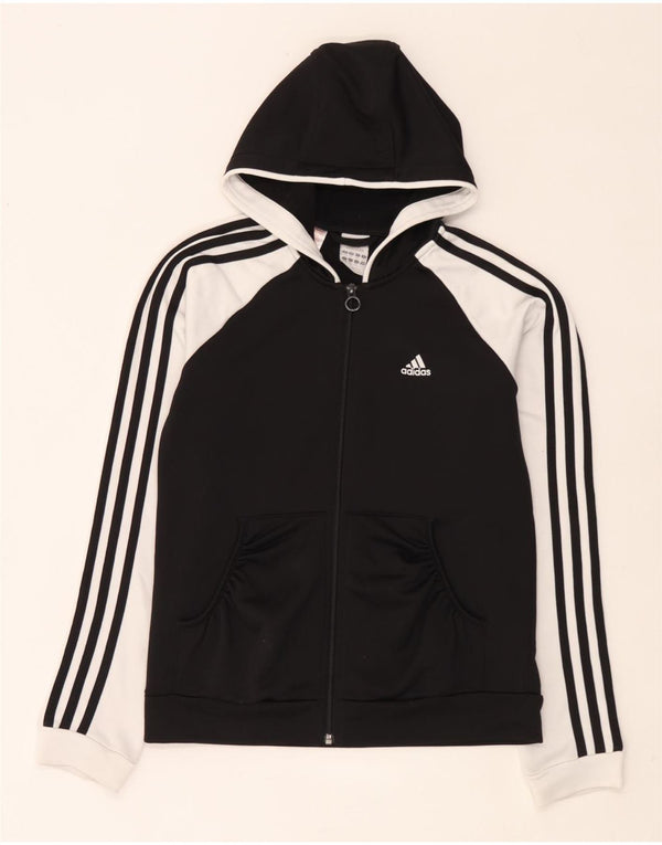 Pulover Adidas pentru fete, cu fermoar, 13-14 ani, negru, poliester