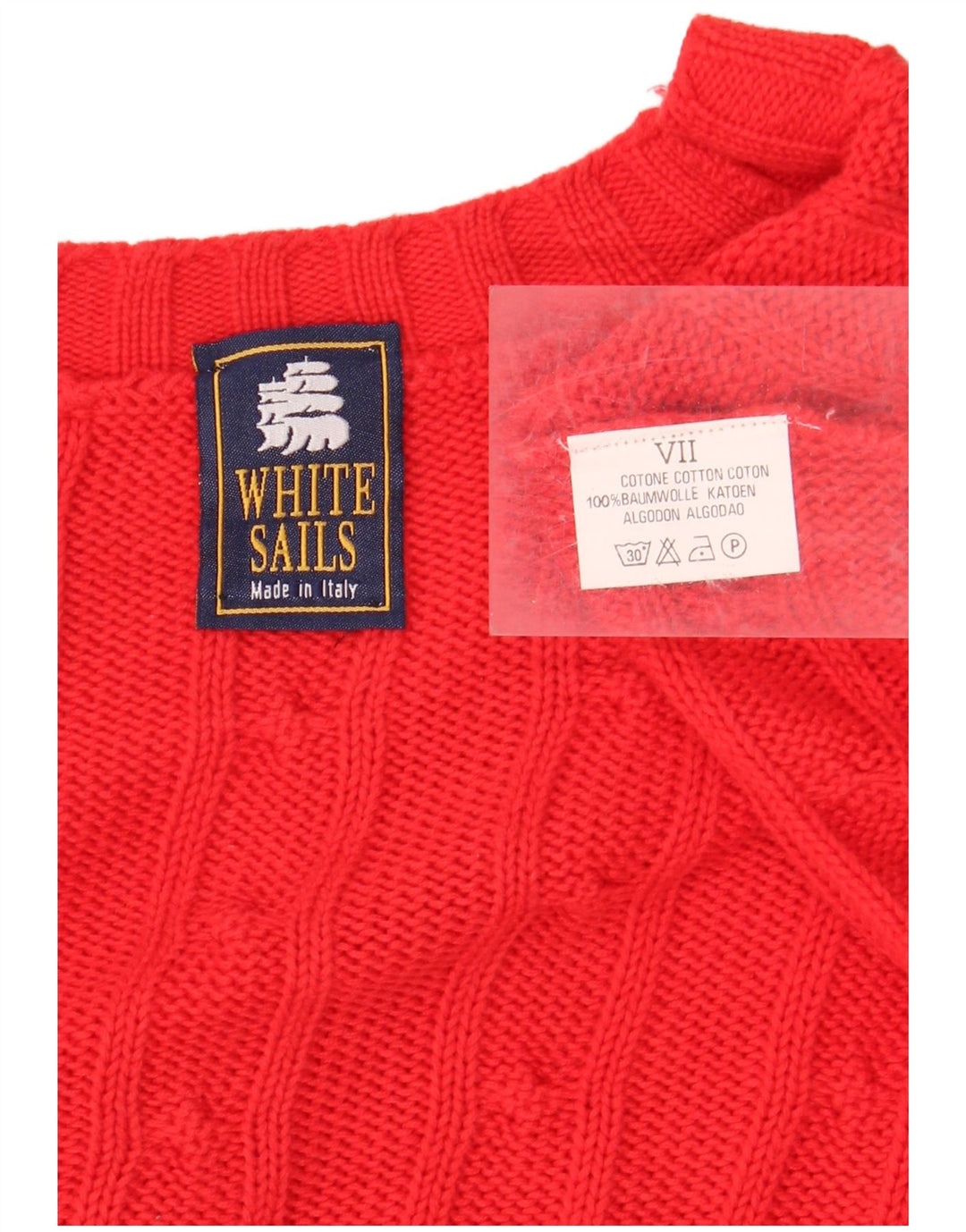WHITE SAILS Pulover cu decolteu în V pentru bărbați XL bumbac roșu