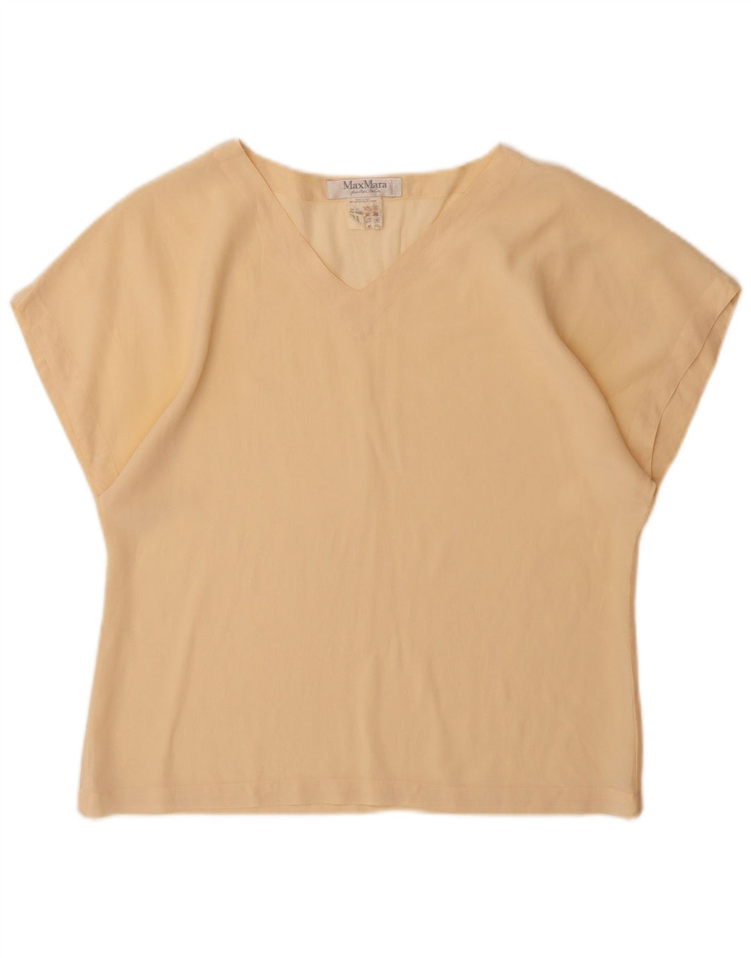 MAX MARA Tricou pentru femei Top UK 14 Mare Bej Mătase
