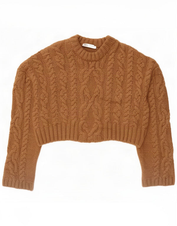 Zara Pulover oversize cu gât barcă pentru femei UK 14 Maro mediu