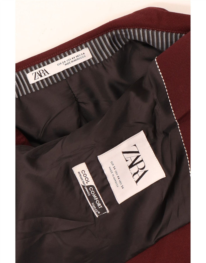 Jachetă pentru bărbați Zara cu 1 nasture EU 54 XL Bordeaux