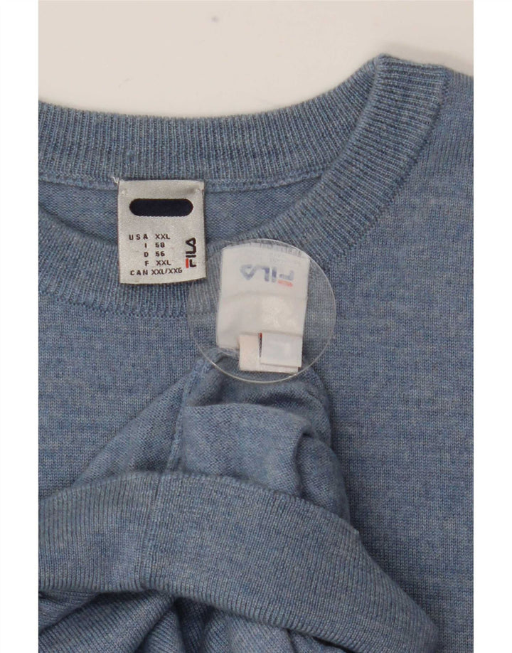 Pulover Fila pentru bărbați cu gât crew, 2XL, lână albastră