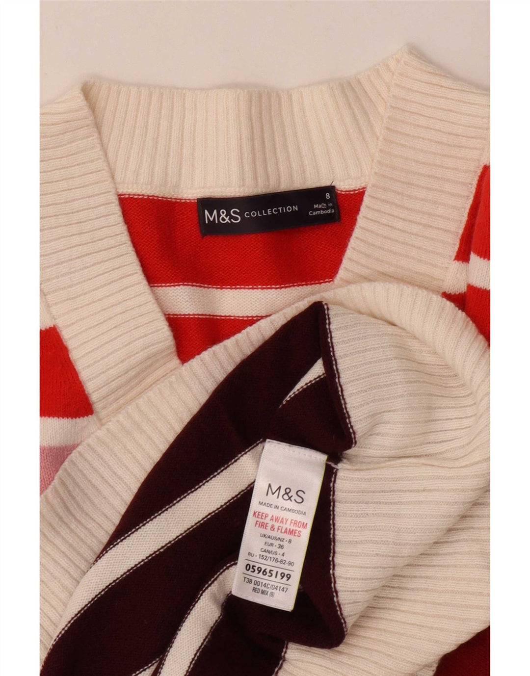 Pulover cu decolteu în V pentru femei Marks & Spencer UK 8 mic multicolor