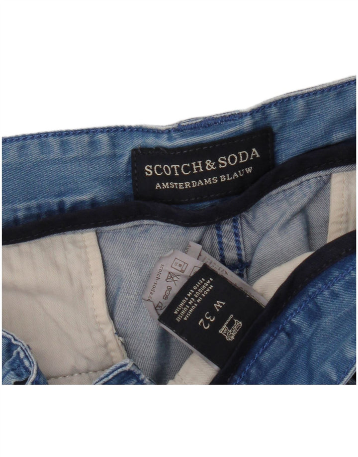 Scotch & Soda Pantaloni scurți din denim pentru bărbați W32, bumbac albastru mediu