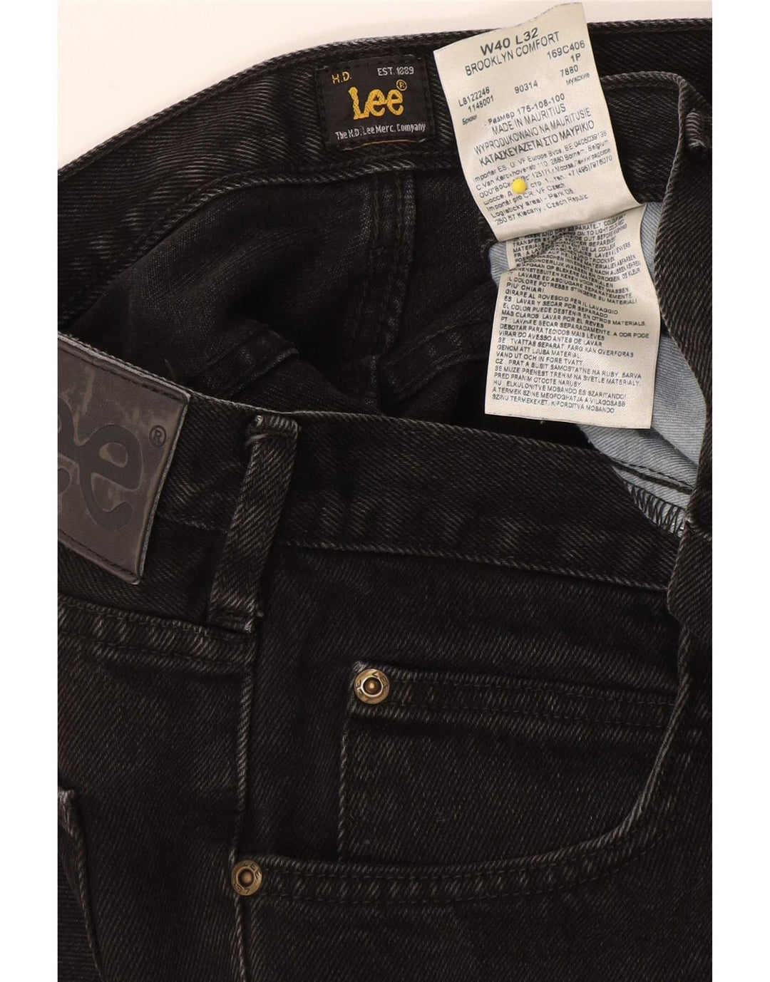 Blugi Lee Brooklyn Straight pentru bărbați W40 L32, bumbac negru