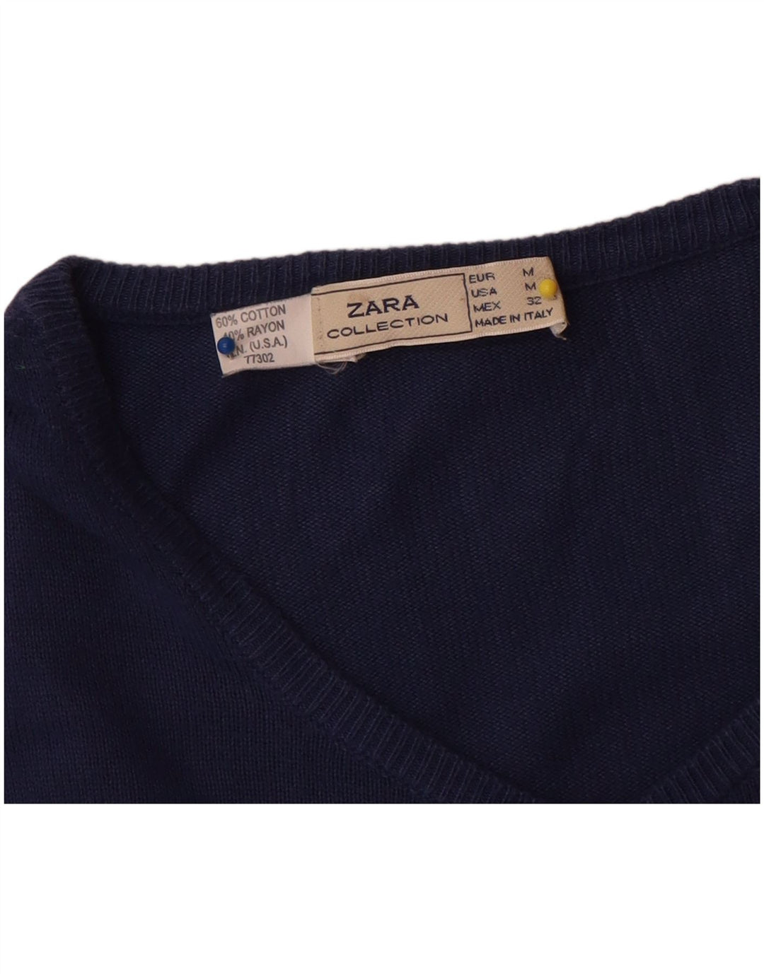 Pulover cardigan pentru femei Zara UK 14 Medium Bluemarin Bumbac