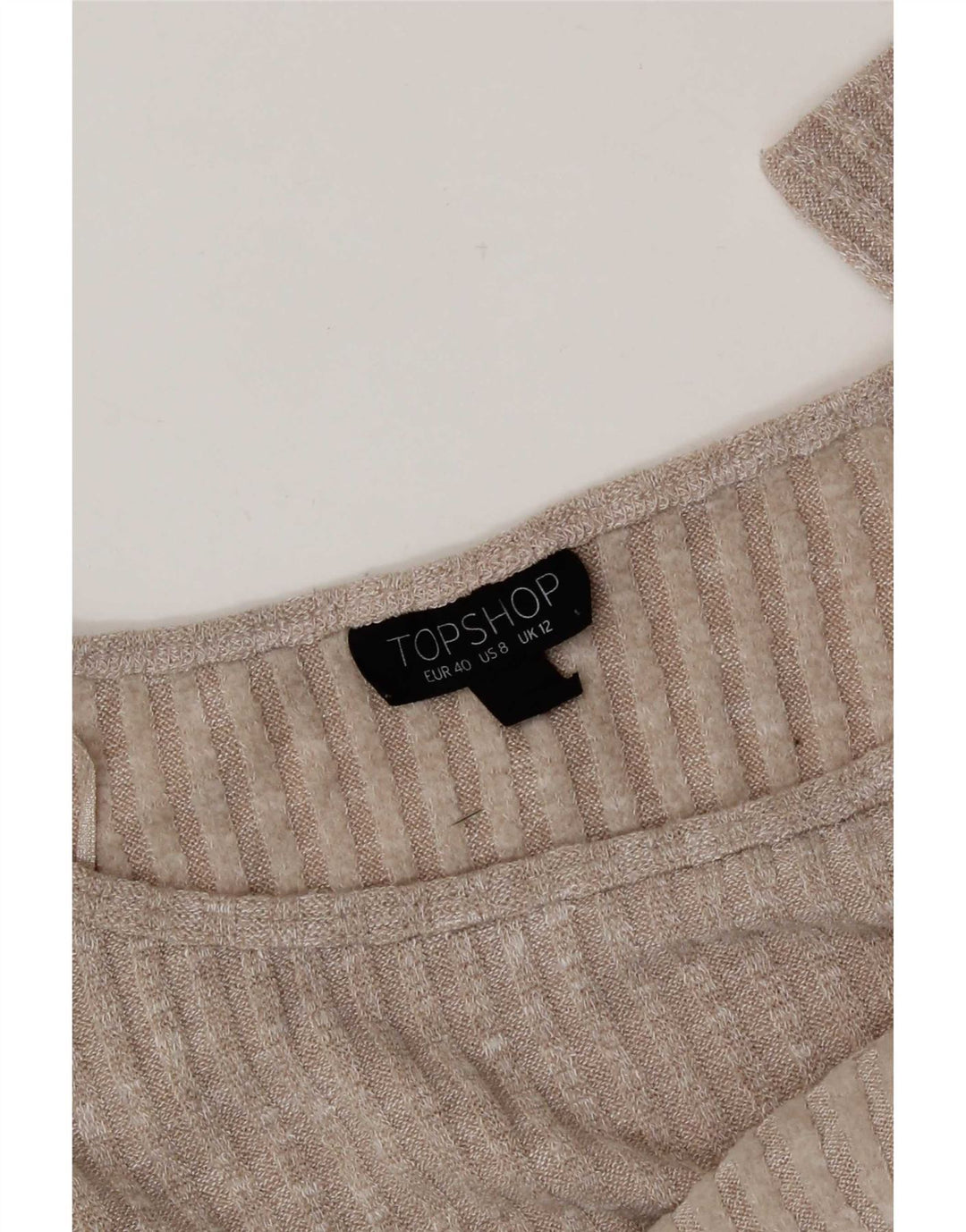 Topshop pentru femei Crop oversized Top cu mânecă lungă UK 12 Medium Beige Flecked