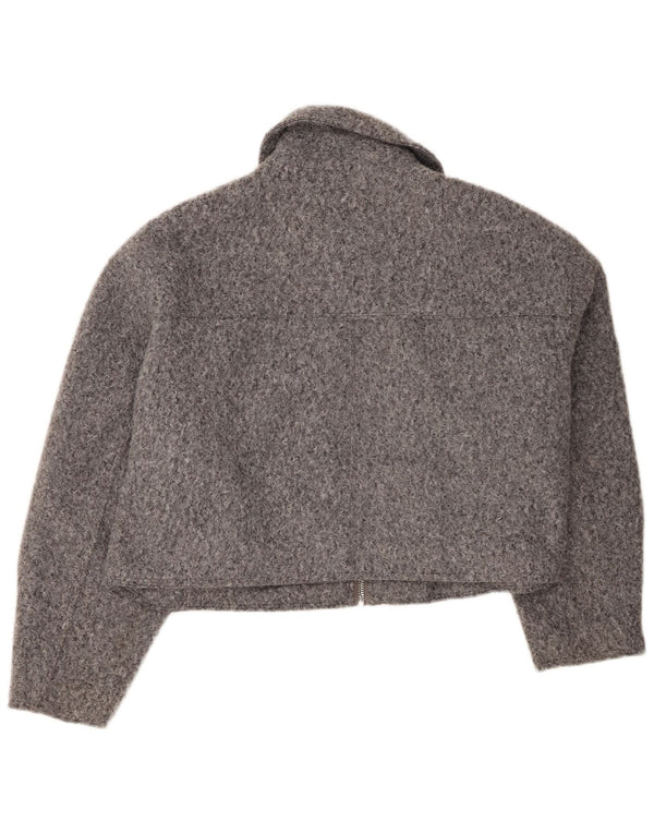 Jachetă Bomber Crop pentru Damă Zara UK 20 2XL Gri Poliester