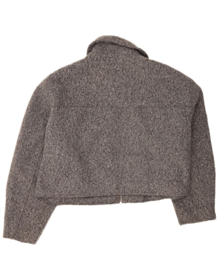 Jachetă Bomber Crop pentru Damă Zara UK 20 2XL Gri Poliester