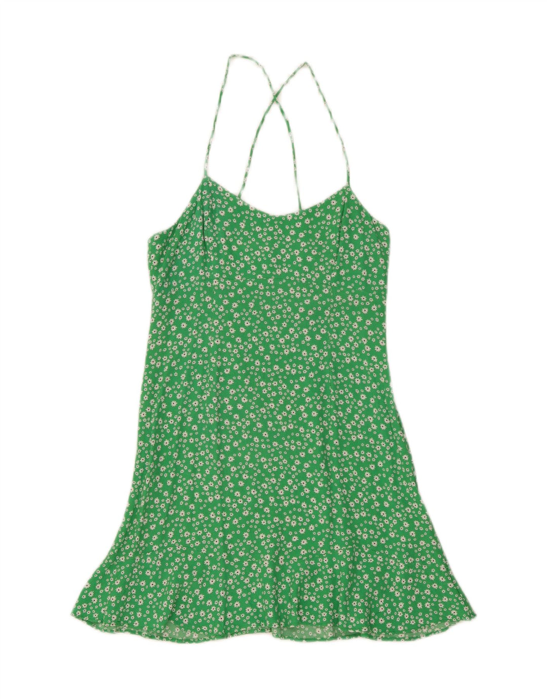Rochie de soare pentru femei Zara UK 12 Medium Green Floral Viscose