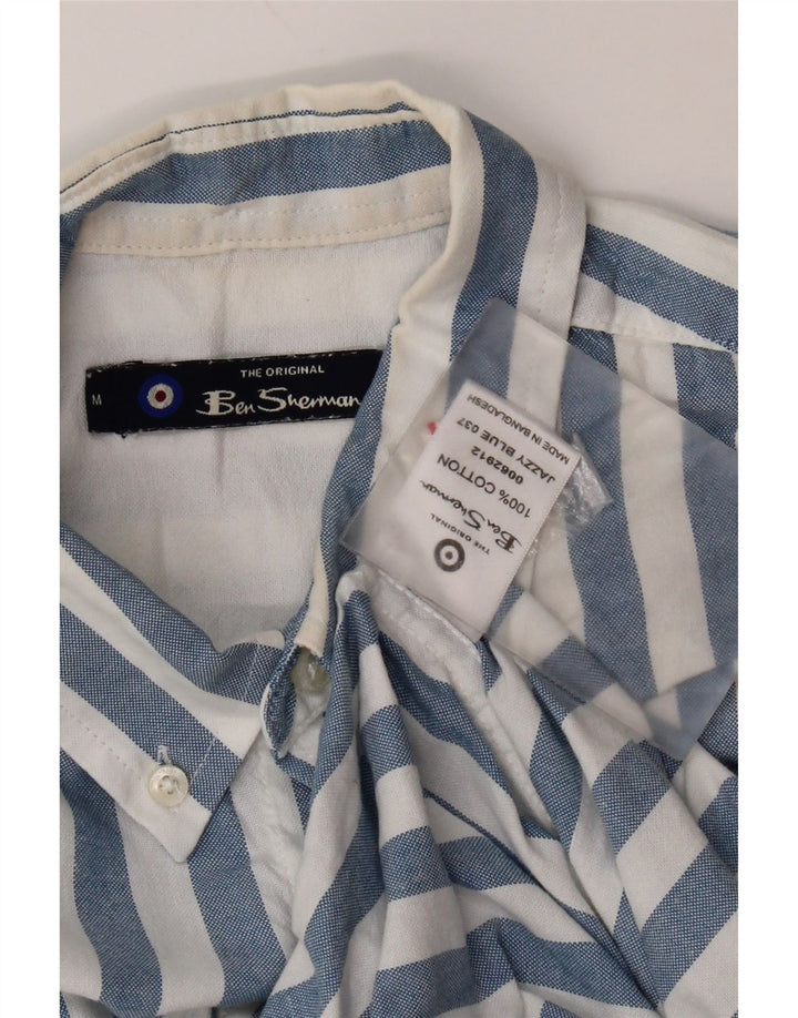 Cămașă cu mânecă scurtă pentru bărbați Ben Sherman, bumbac cu dungi albastre medii