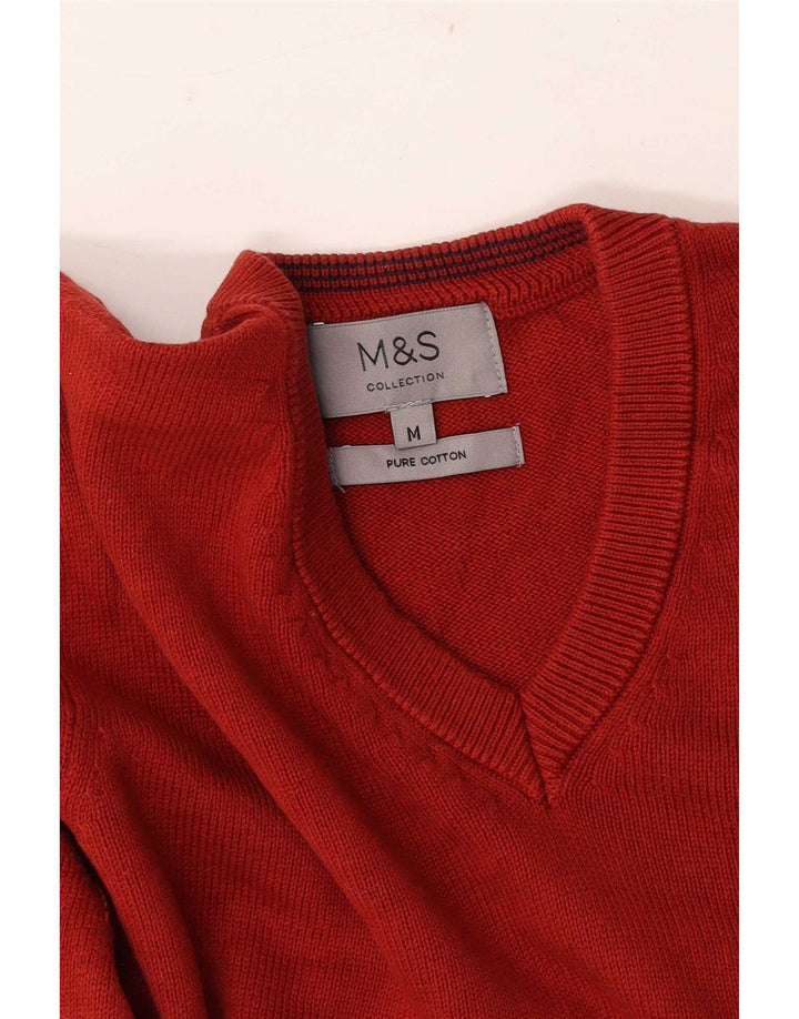 Pulover pentru bărbați Marks & Spencer, cu decolteu în V, roșu mediu