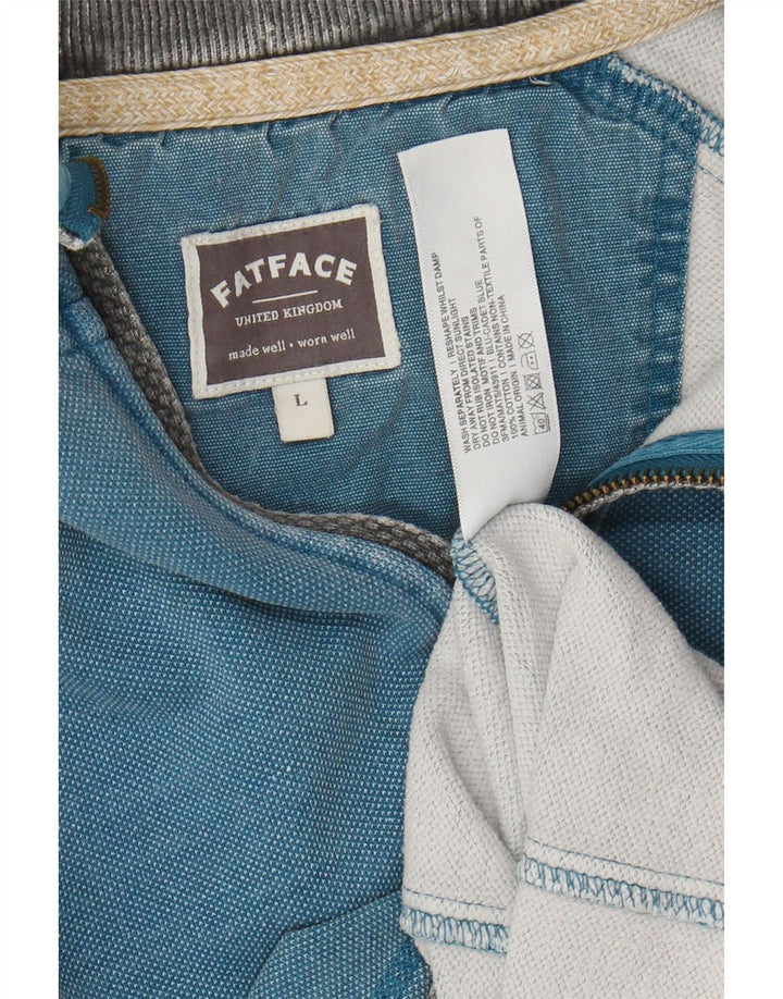 FAT FACE Hanorac cu fermoar pentru bărbați Pulover mare, albastru, bumbac