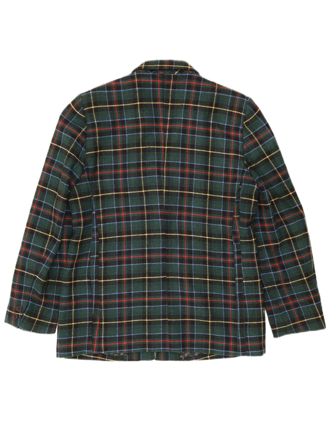 Jachetă vintage pentru femei cu 3 nasturi IT 48 XL Poliester cu carouri verde