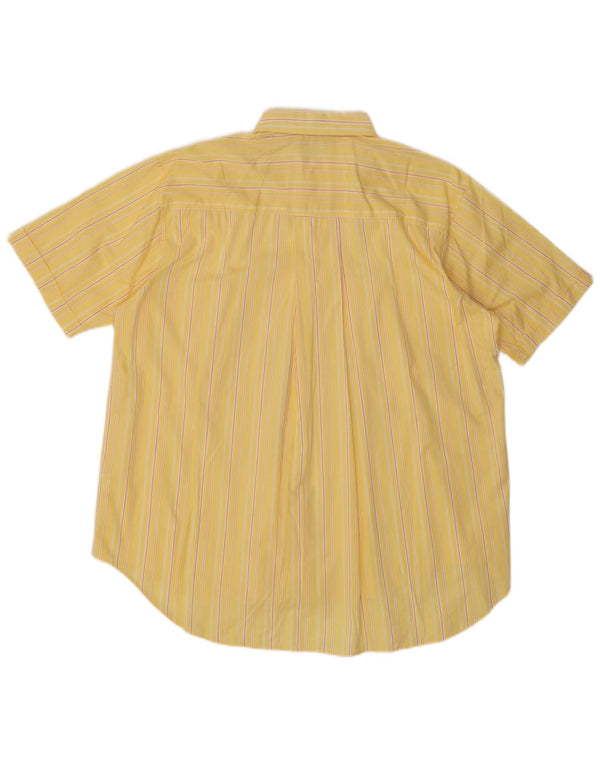 Cămașă vintage pentru bărbați cu mânecă scurtă, bumbac mare cu dungi galbene