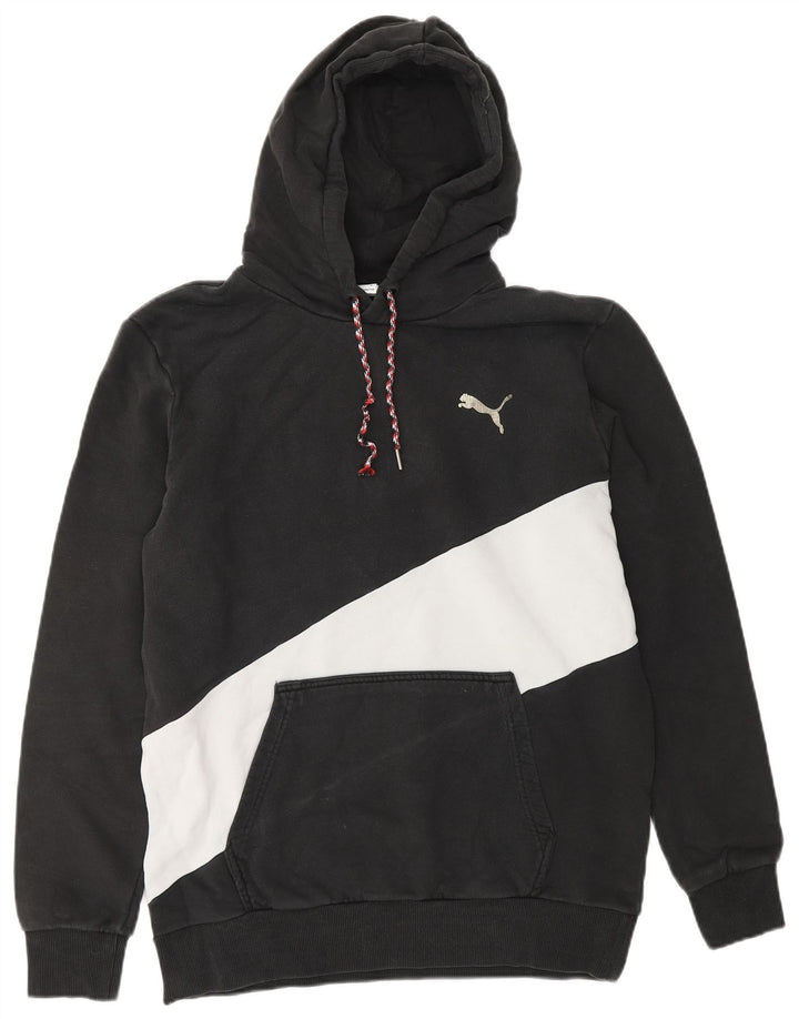 Pulover PUMA pentru bărbați, bumbac color block, mediu negru