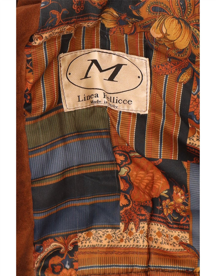 Palton supradimensionat de damă Vintage, piele de căprioară, dublu piept IT 42 maro mediu