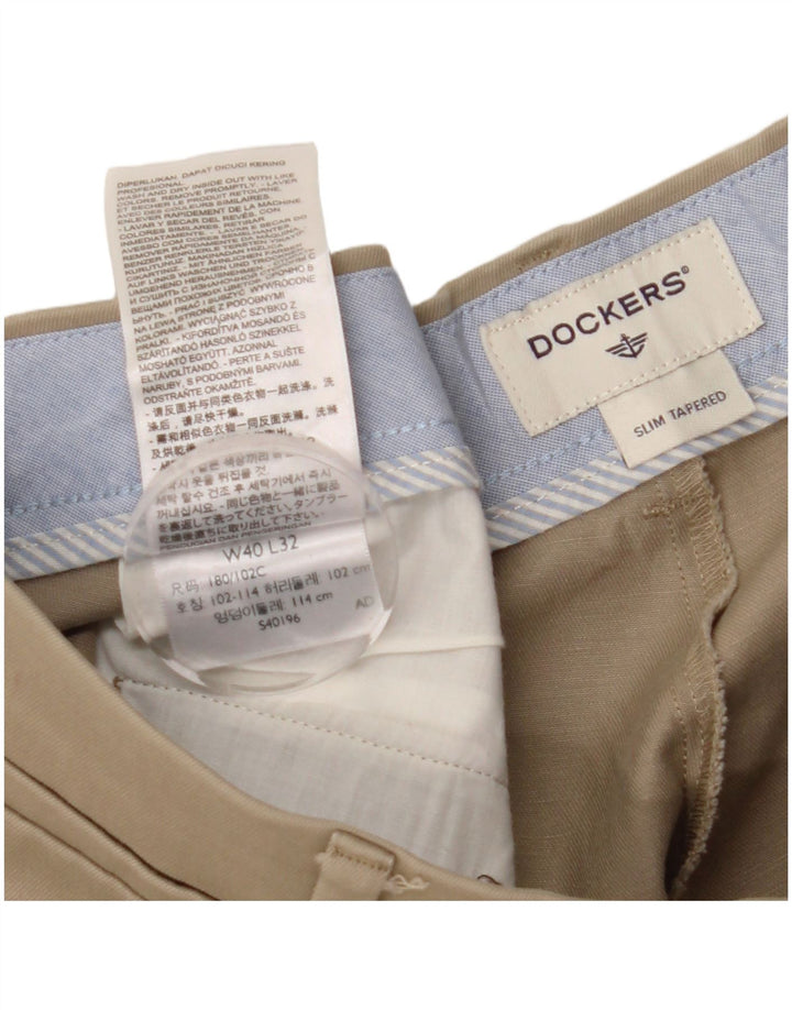 DOCKERS Pantaloni chino conici pentru bărbați, L40 L29, bumbac bej