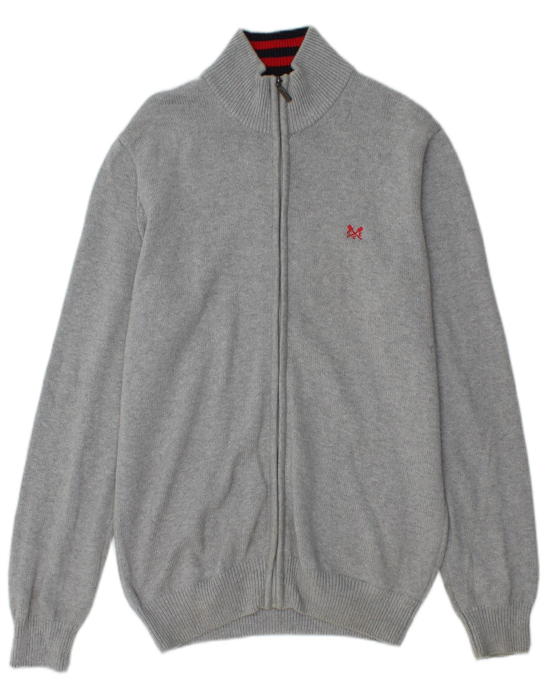 CREW CLOTHING Pulover cardigan pentru bărbați, bumbac gri mediu