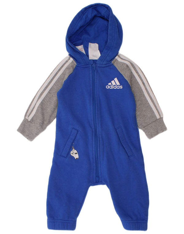 Salopetă Adidas pentru bebeluși cu glugă, 6-9 luni, albastru, bumbac color bloc