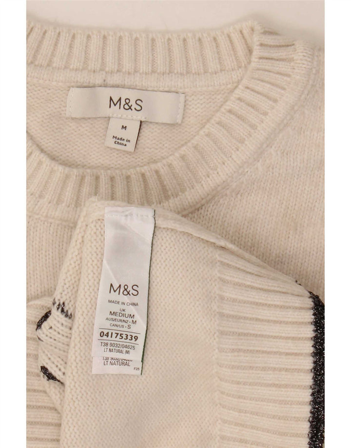 Pulover pentru femei Marks & Spencer cu decolteu triplu UK 14 Medium Off White