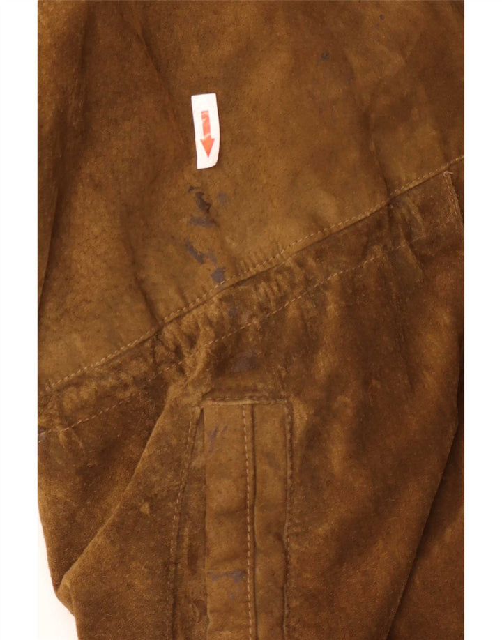 Pardesiu supradimensionat din piele intoarsa cu gluga Vintage pentru femei EU 44 XL Bej