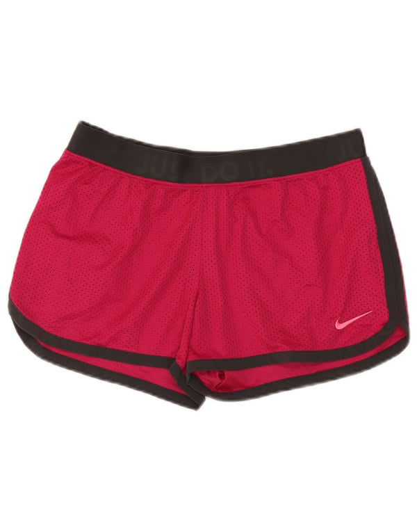 Pantaloni scurți sport Nike Dri Fit Graphic pentru femei UK 14 Medium Pink Colorblock